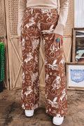 Brown Western Print Casual Shift Jeans PREORDER ETA 3 WEEKS