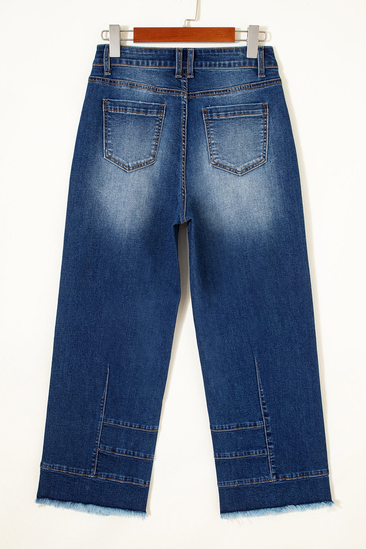 Sky Blue Chic Seam Detail Raw Hem Ankle Length Jeans PREORDER ETA 3 WEEKS