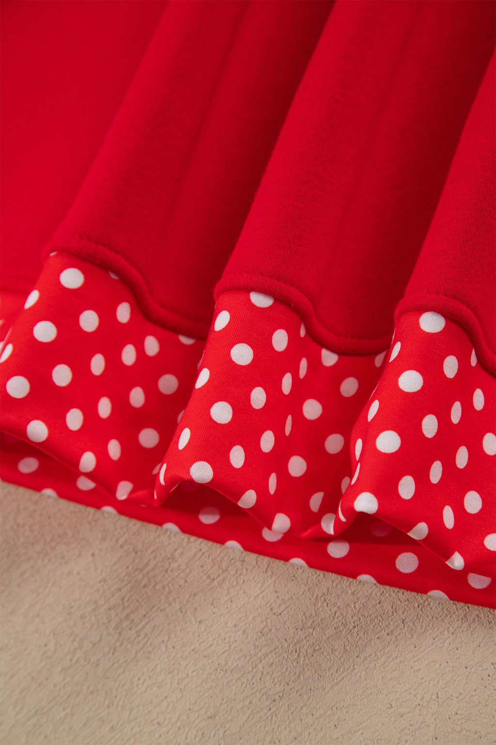 Tomato Red Polka Dot Letter Print Contrast Trim Mock Neck Sweatshirt PREORDER ETA 3 WEEKS