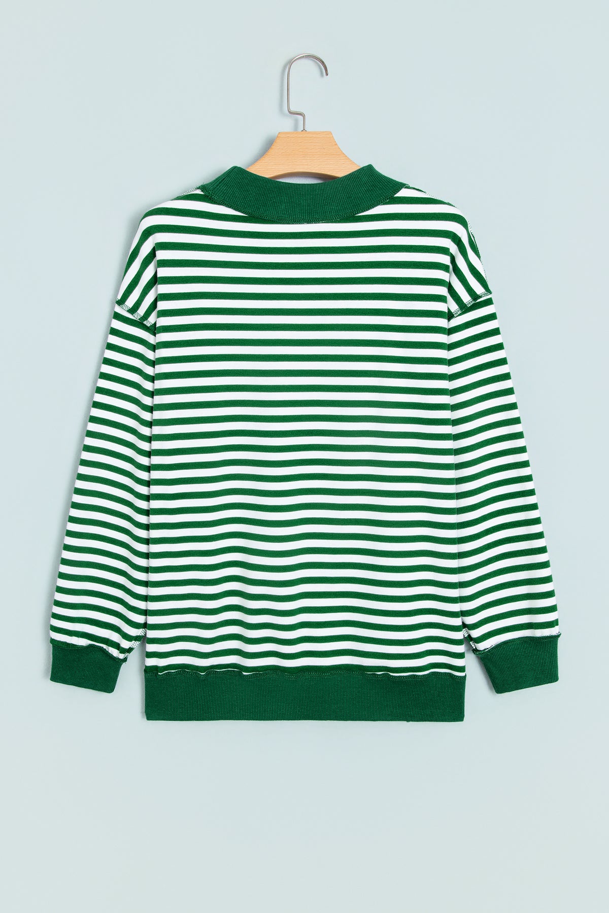 Green Stripe Christmas Slogan Embroidery Patched Mock Neck Oversized Sweatshirt PREORDER ETA 3 WEEKS