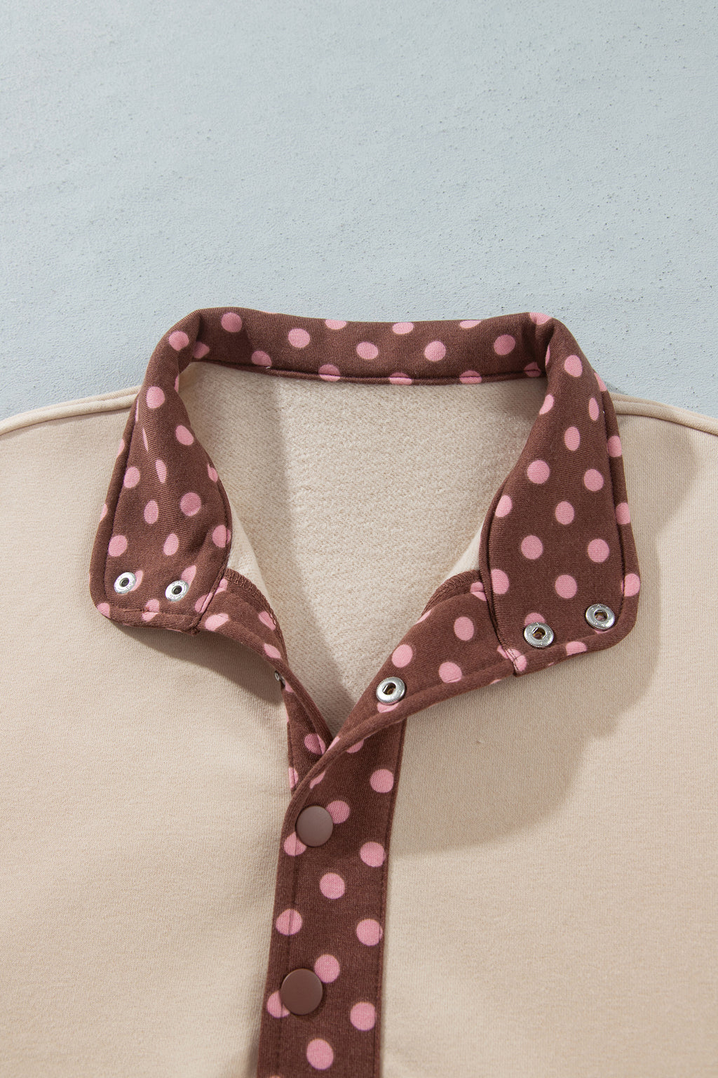 Brown Polka Dot Contrast Baggy Pullover and Elastic Waist Shorts 2pcs Set PREORDER ETA 3 WEEKS