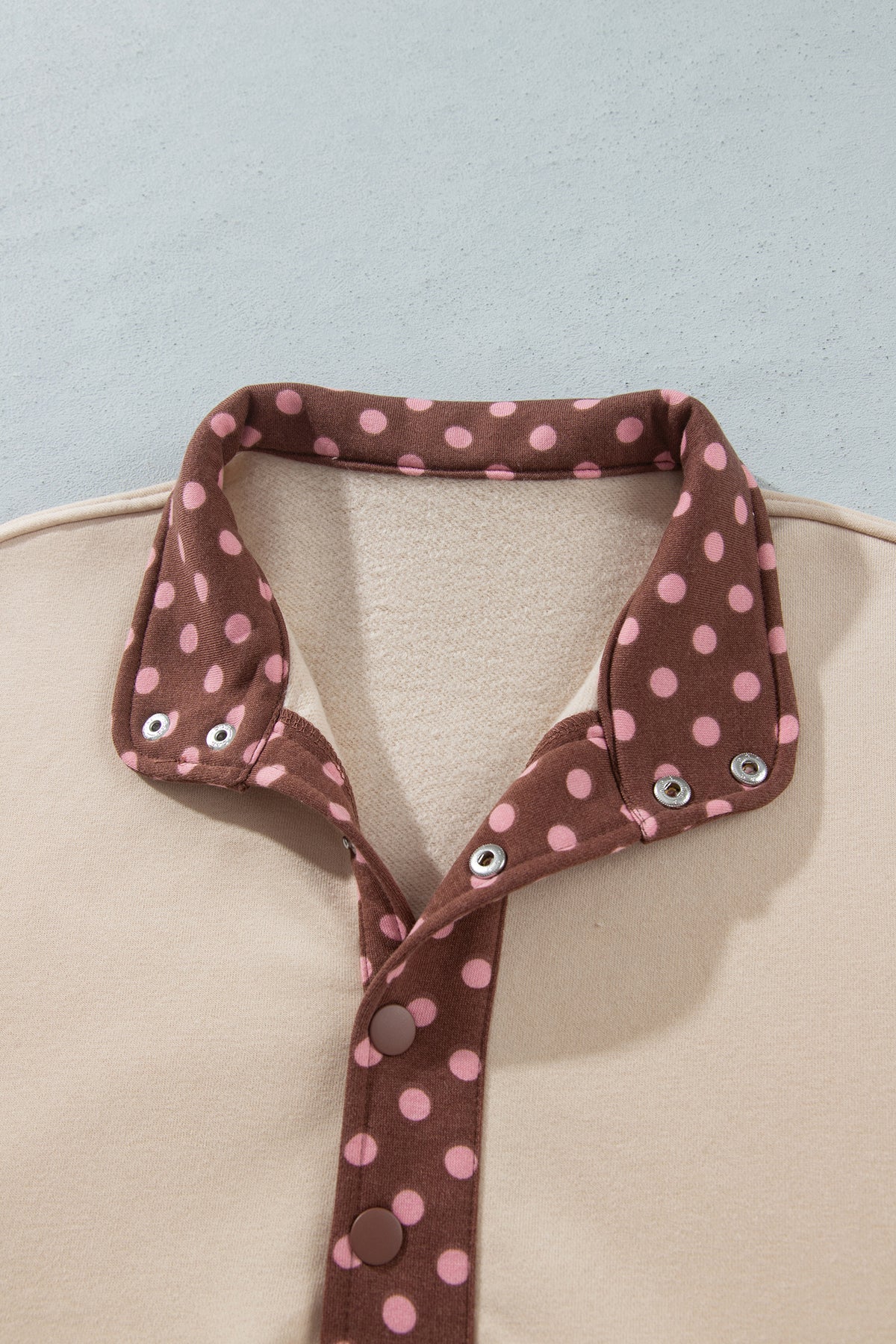 Brown Polka Dot Contrast Baggy Pullover and Elastic Waist Shorts 2pcs Set PREORDER ETA 3 WEEKS
