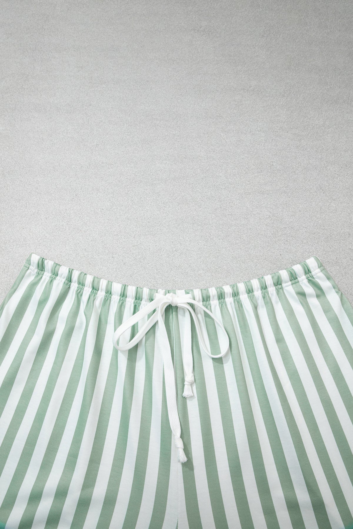Green Striped Patchwork V Neck Two Piece Shorts Plus Size Set PREORDER ETA 3 WEEKS
