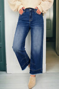 Sky Blue Chic Seam Detail Raw Hem Ankle Length Jeans PREORDER ETA 3 WEEKS