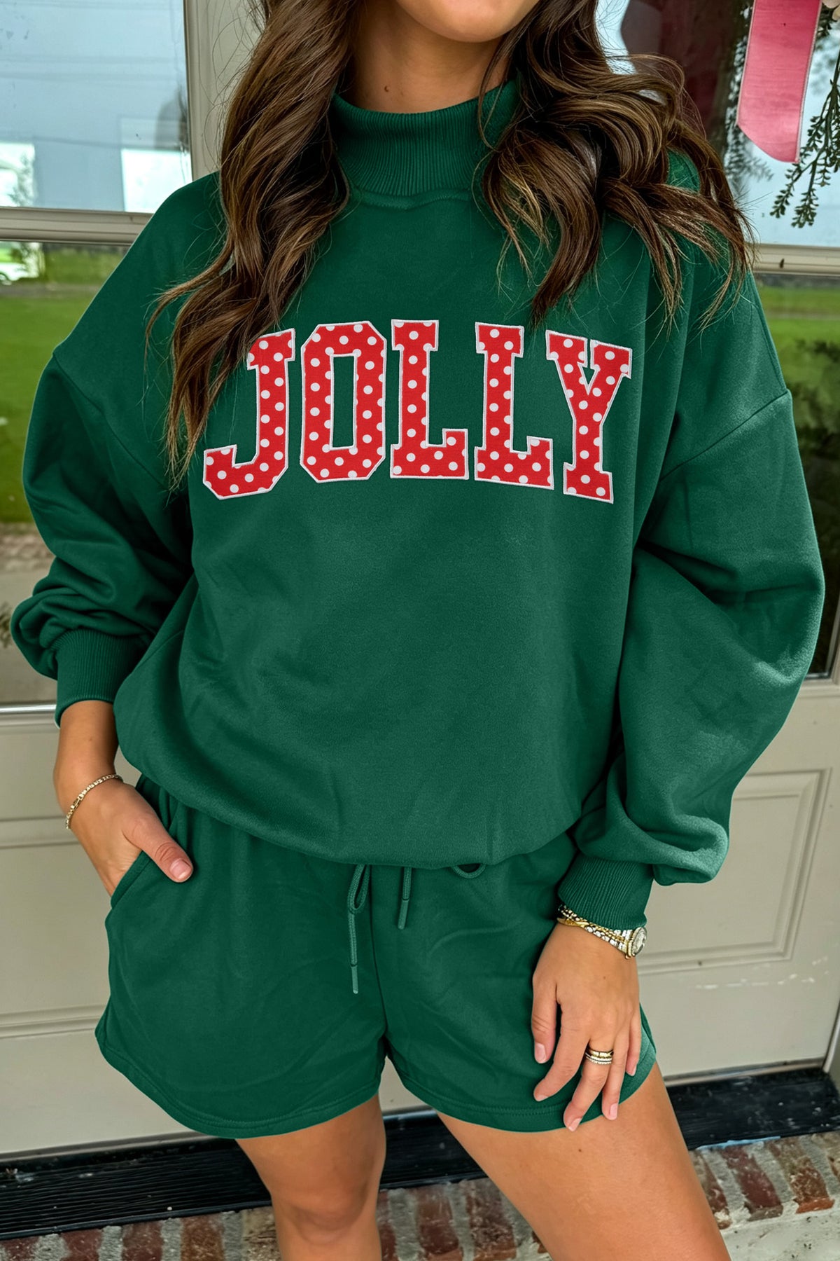 Coffee Christian Slogan Print Mock Neck Pullover and Shorts Set PREORDER ETA 3 WEEKS
