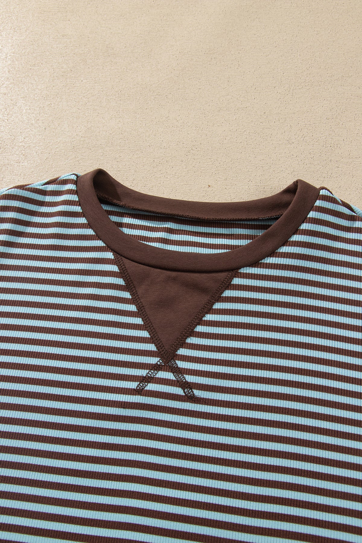 Brown Stripe Drop Shoulder Loose Top and Pants Two Piece Set PREORDER ETA 3 WEEKS