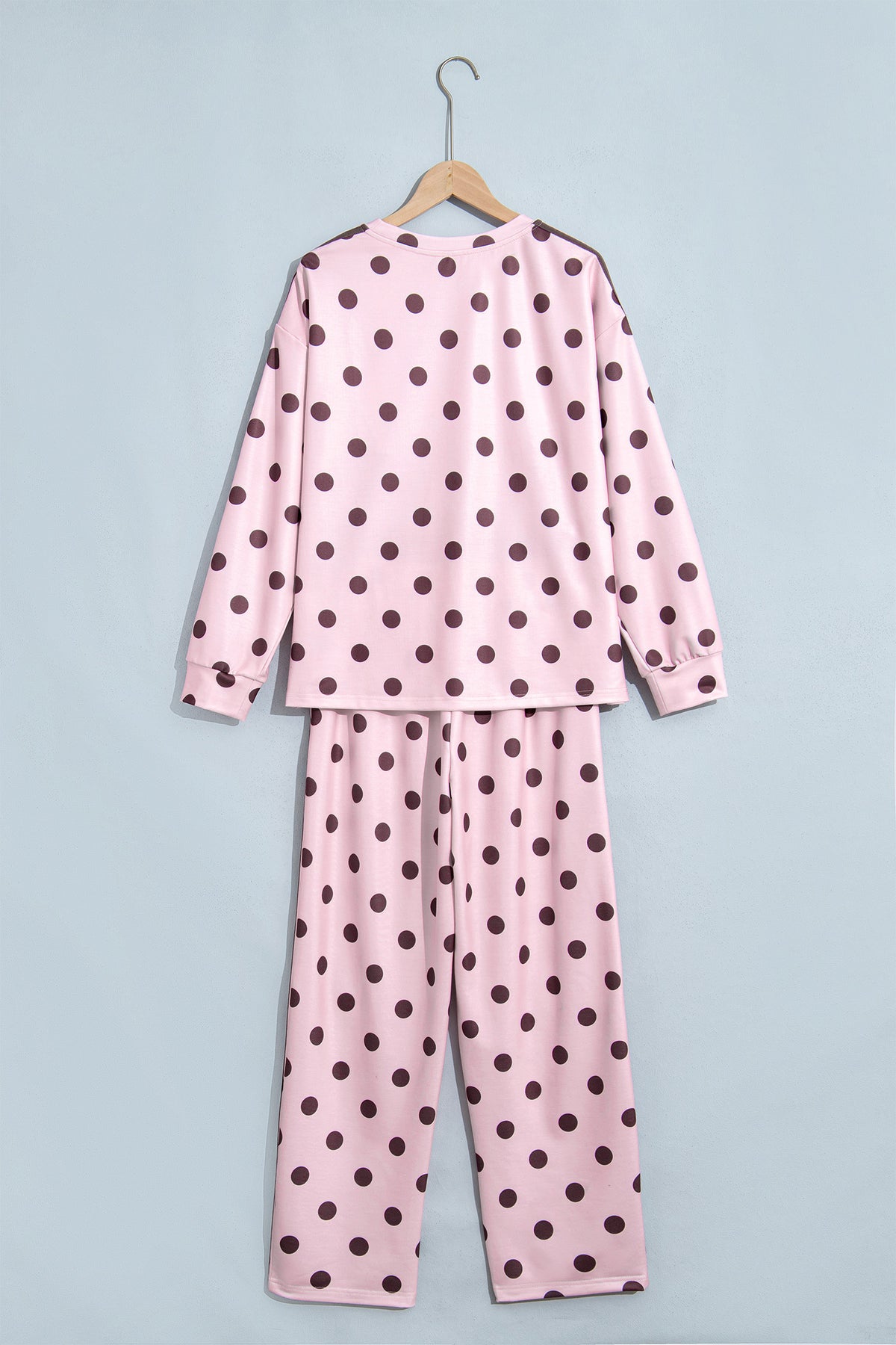 Pink Polka Dot Print Side Stripe Detail Long Sleeve Top Casual Pant Set PREORDER ETA 3 WEEKS