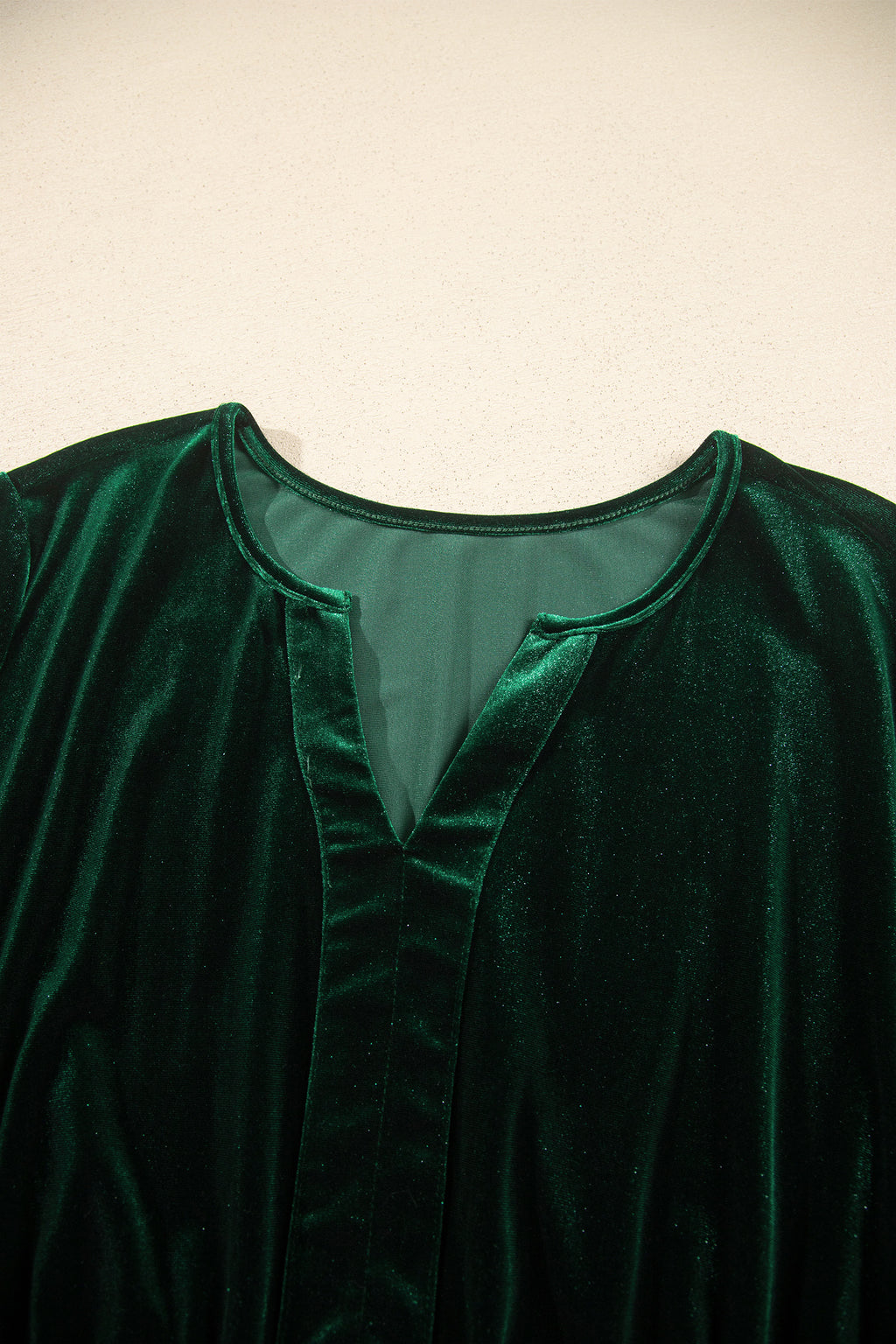 Blackish Green V Neck Long Sleeve Velvet Loose Fit Plus Size Dress PREORDER ETA 3 WEEKS