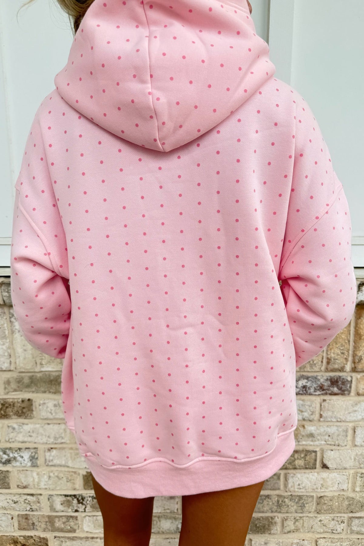 Pink Polka Dot Printed Oversized Hoodie Casual Shorts 2pcs Set PREORDER ETA 3 WEEKS