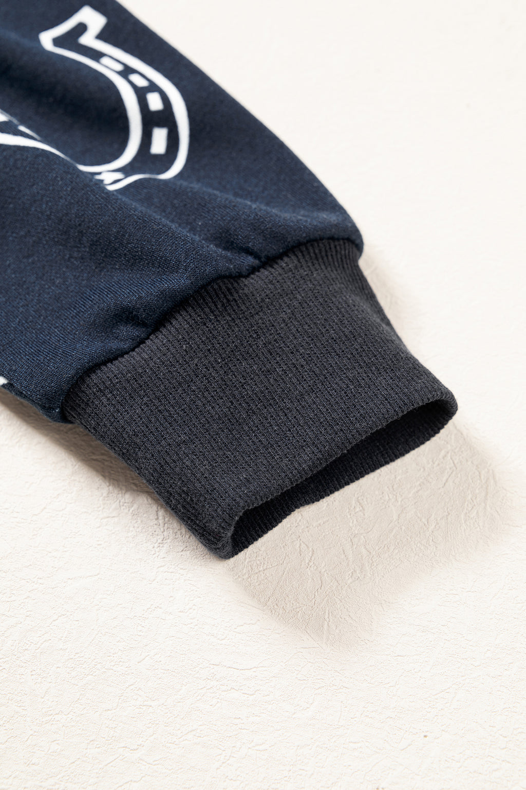 Blue Western Horseshoe Print Mock Neck Casual Pullover Sweatshirt PREORDER ETA 3 WEEKS