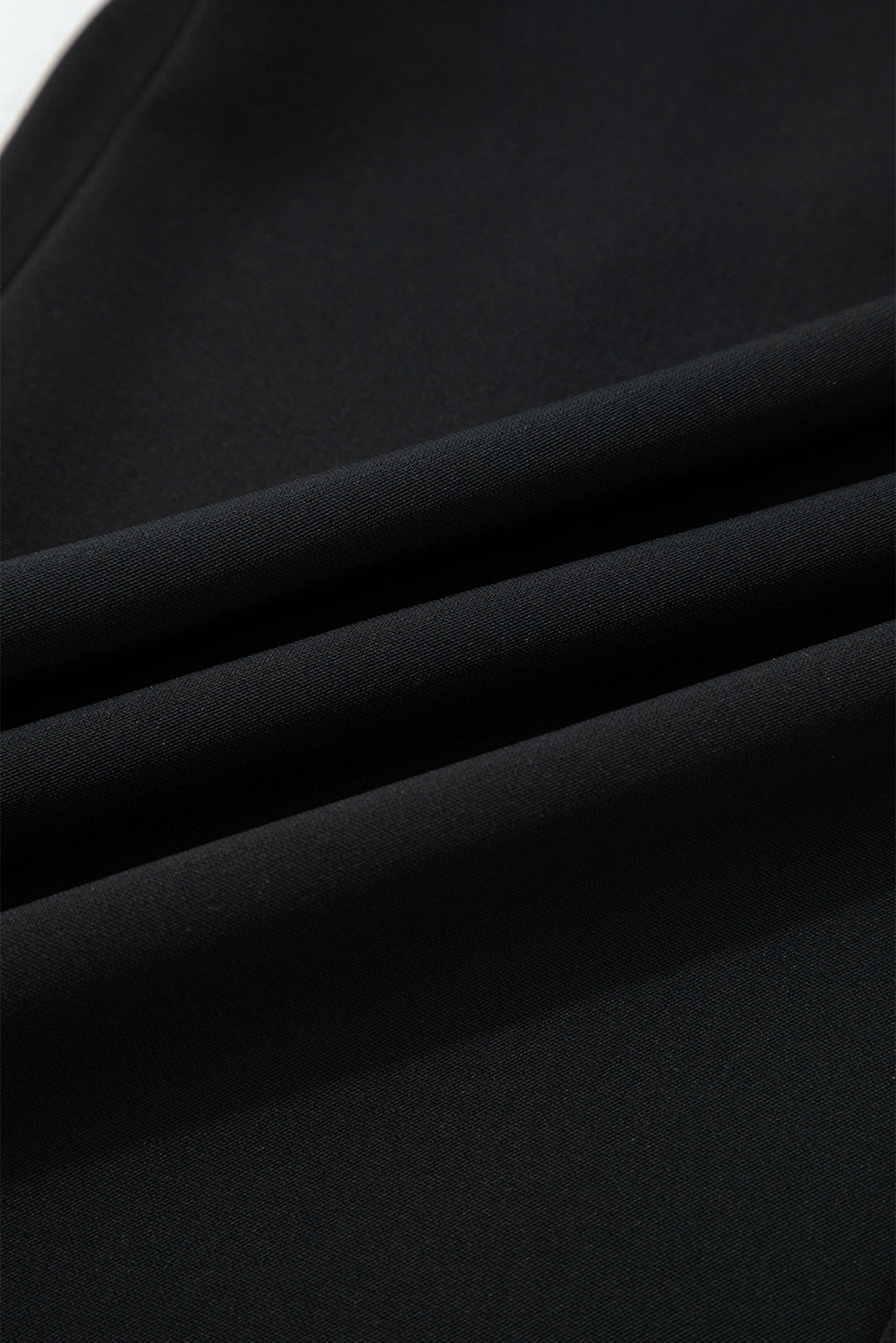 Black Pleated Detail Pull On High Elastic Waist Loose Straight Pants