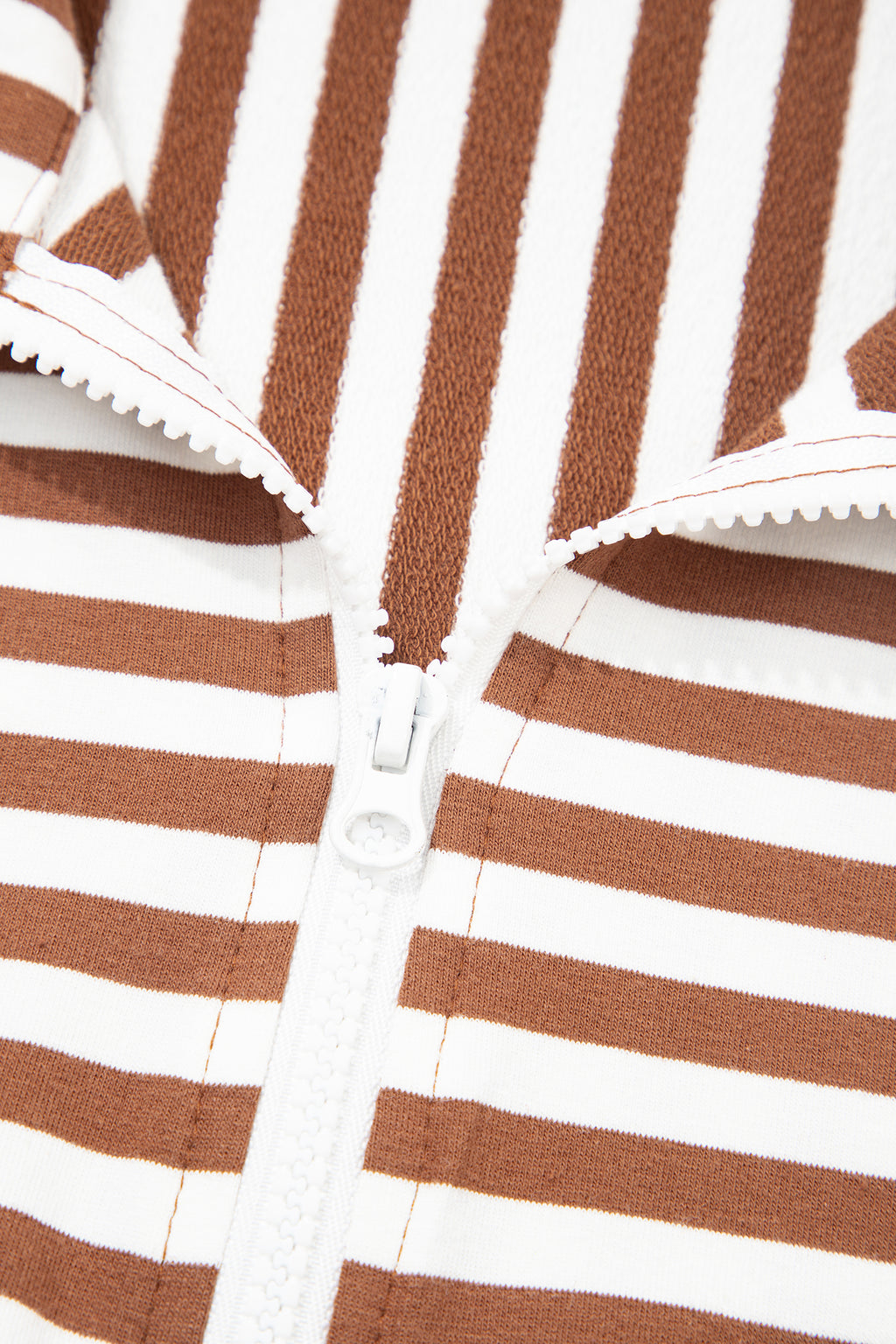 Brown Stripe Color Block Patchwork Quarter Zip Pullover Sporty Shorts Set PREORDER ETA 3 WEEKS