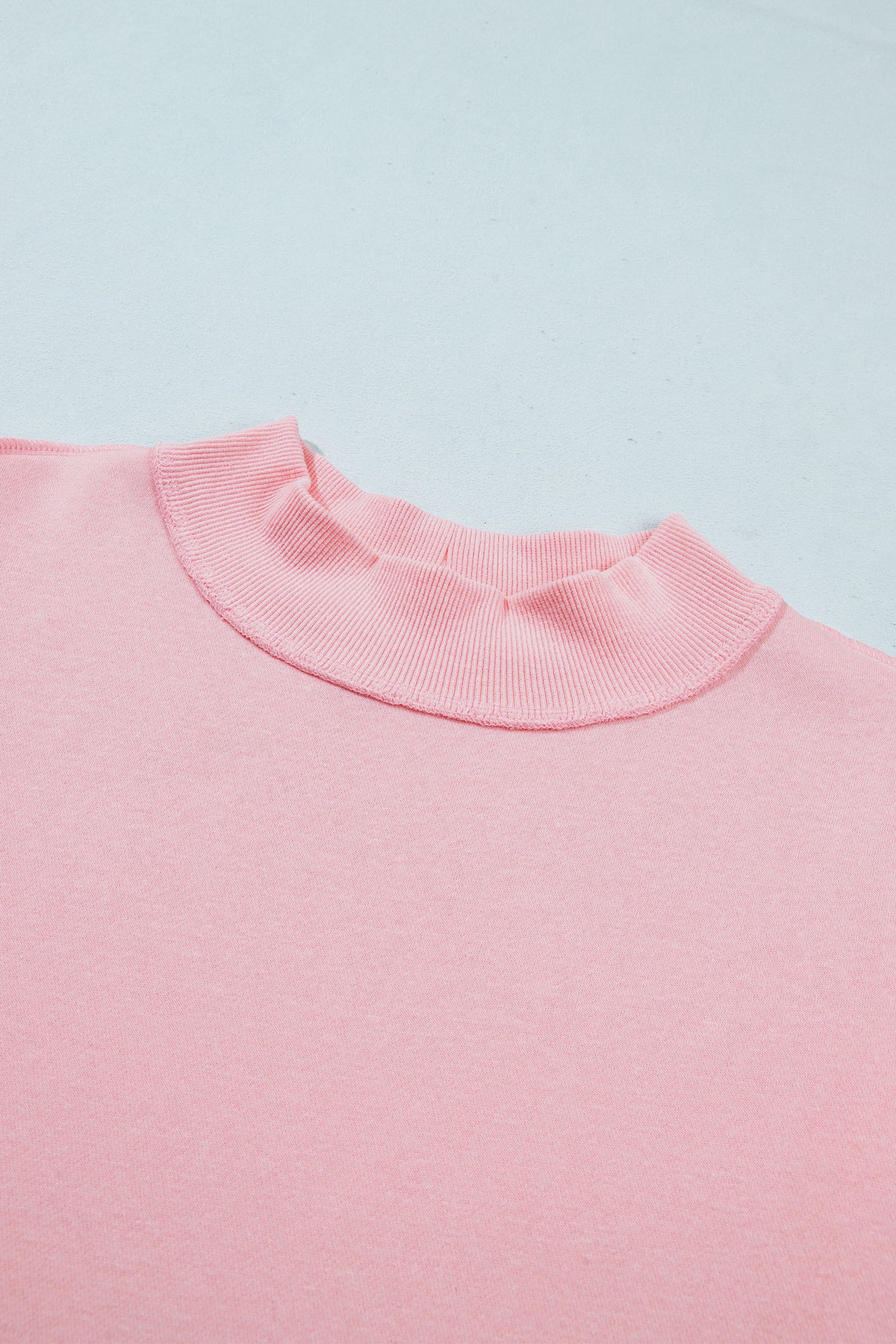 Light Pink High Neck Exposed Seam Drop Shoulder Baggy Pullover Short Set PREORDER ETA 3 WEEKS