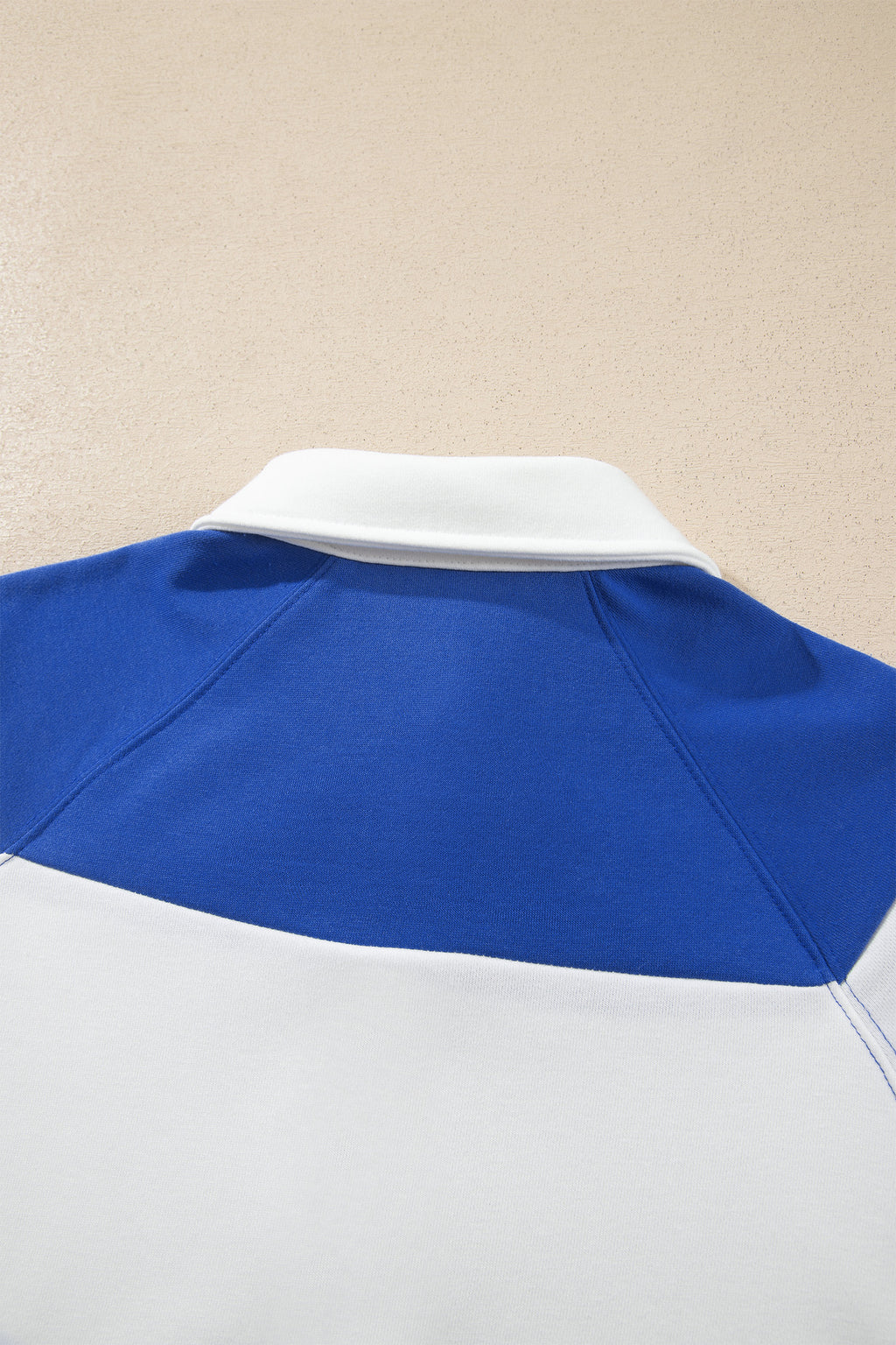Dark Blue Striped Color Block Button V Neck Puff Sleeve Casual Sweatshirt PREORDER ETA 3 WEEKS