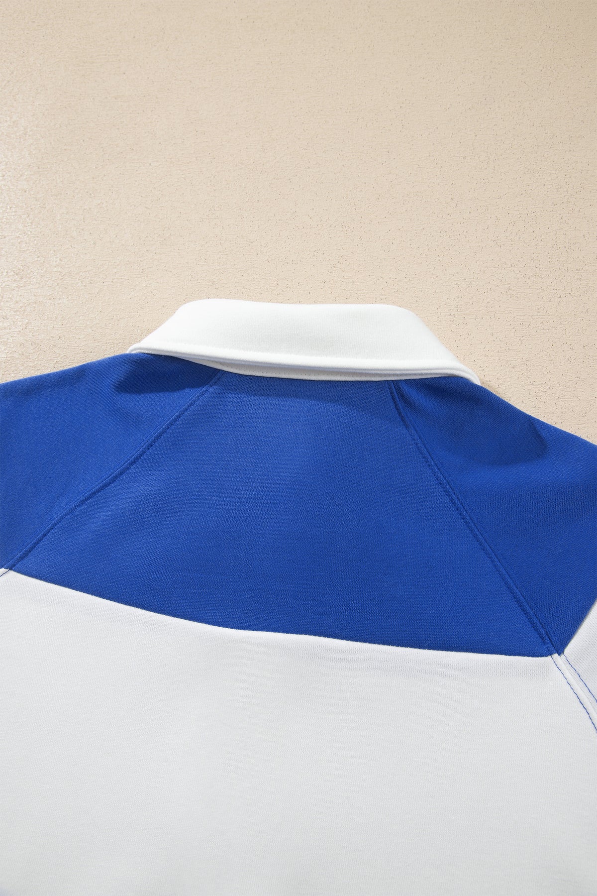 Dark Blue Striped Color Block Button V Neck Puff Sleeve Casual Sweatshirt PREORDER ETA 3 WEEKS