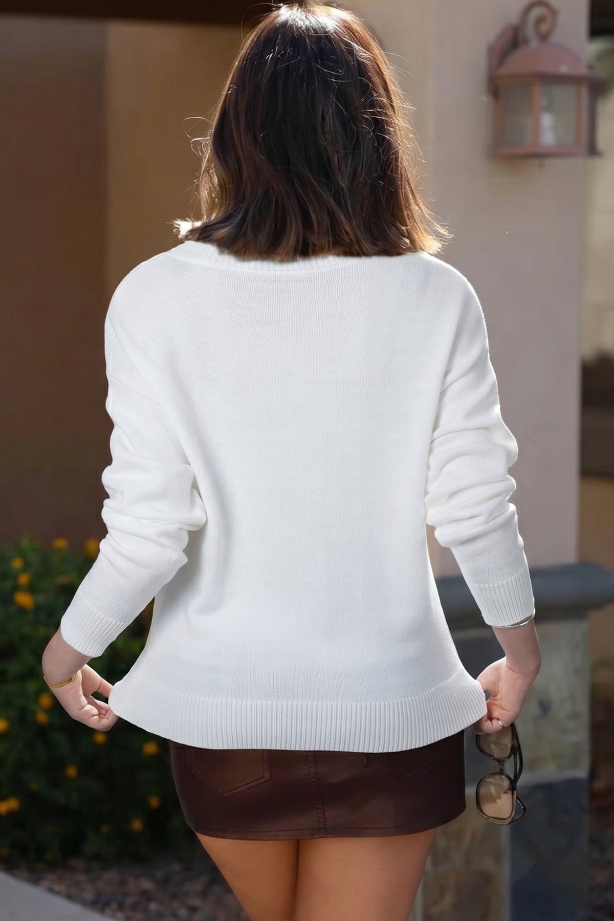 White Wild Mallard Drop Shoulder Round Neck Long Sleeve Pullover Sweater PREORDER ETA 3 WEEKS