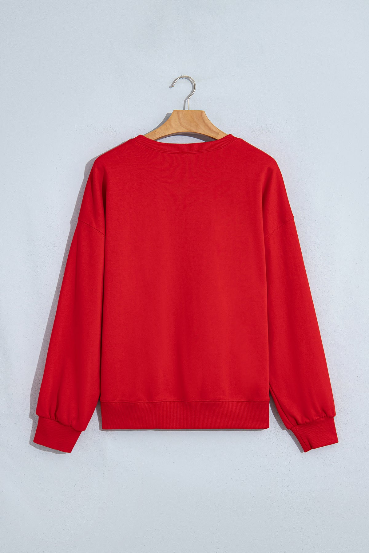 Fiery Red Christmas Embroidered Long Sleeve Casual Round Neck Loose Fit Sweatshirt PREORDER ETA 3 WEEKS
