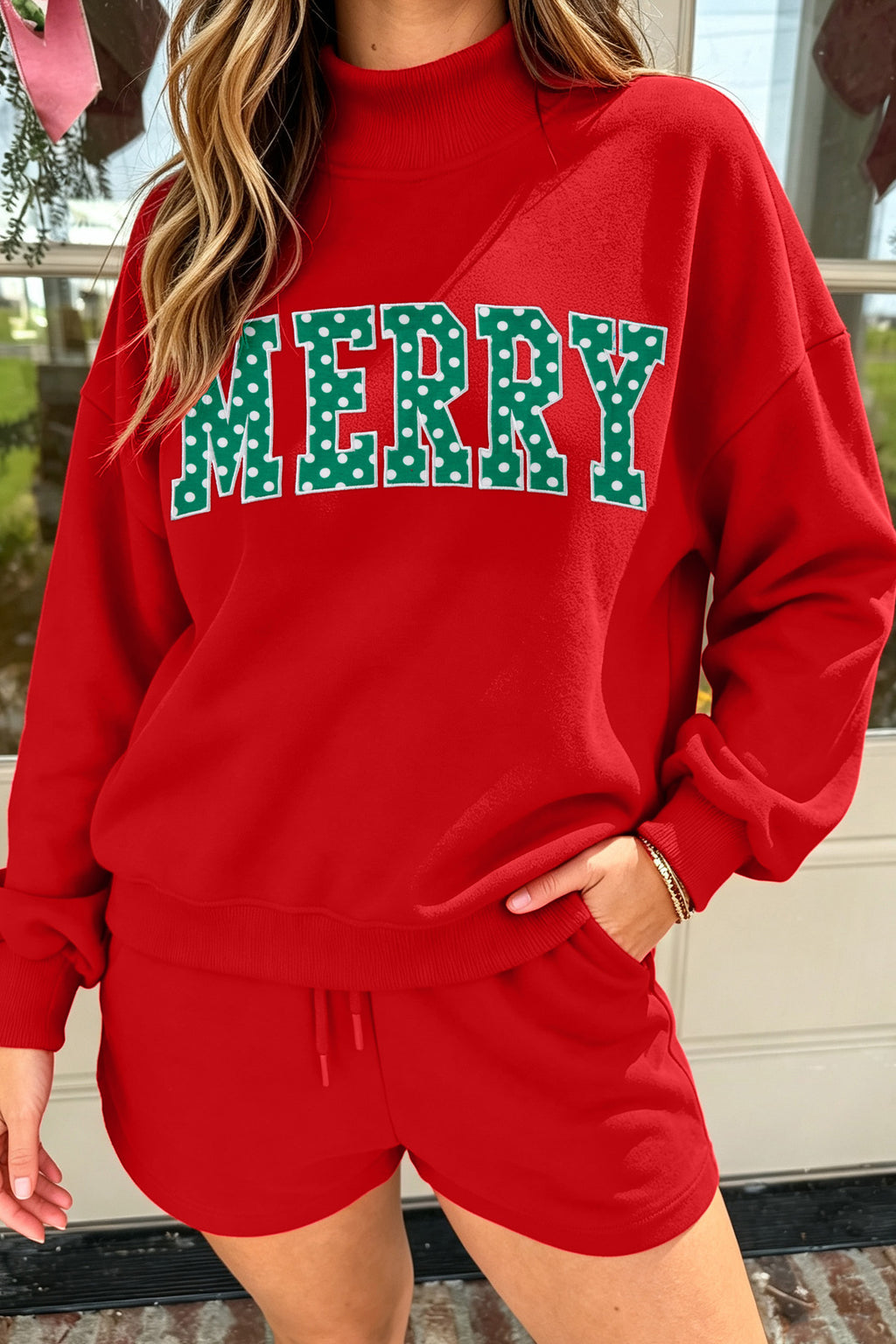 Coffee Christian Slogan Print Mock Neck Pullover and Shorts Set PREORDER ETA 3 WEEKS