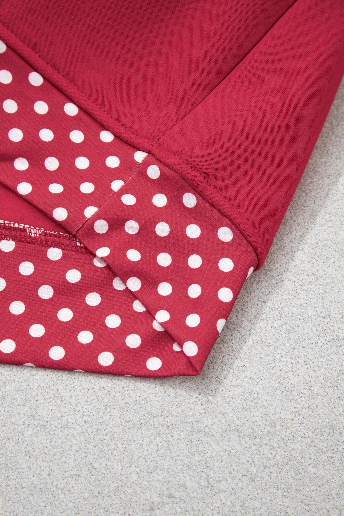 Red Dahlia Colorblock Polka Dot Contrast Trim Oversized Sweatshirt PREORDER ETA 3 WEEKS