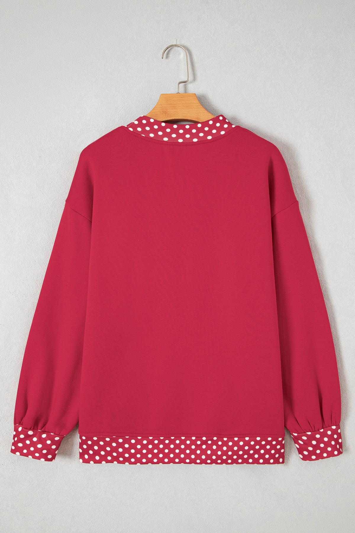 Red Dahlia Colorblock Polka Dot Contrast Trim Oversized Sweatshirt PREORDER ETA 3 WEEKS