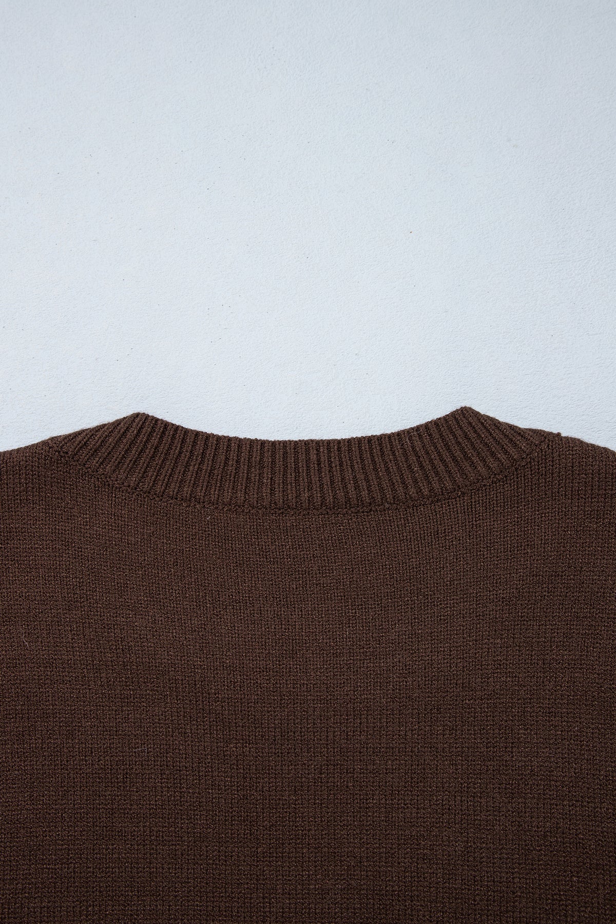 Chicory Coffee Embroidered Floral Round Neck Casual Shift Sweater PREORDER ETA 3 WEEKS