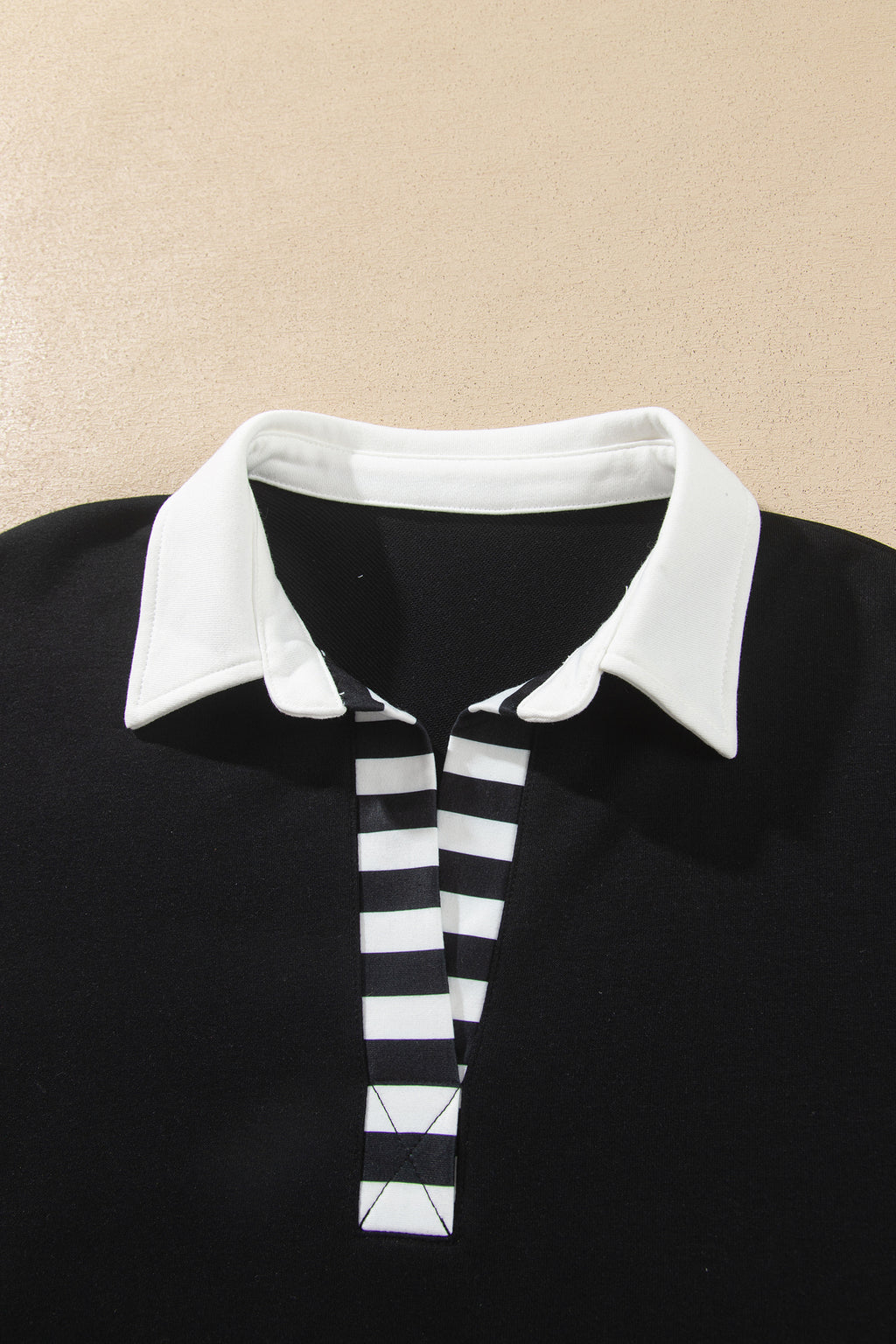 Black Striped Color Block Pullover Top Drawstring Shorts Set PREORDER ETA 3 WEEKS