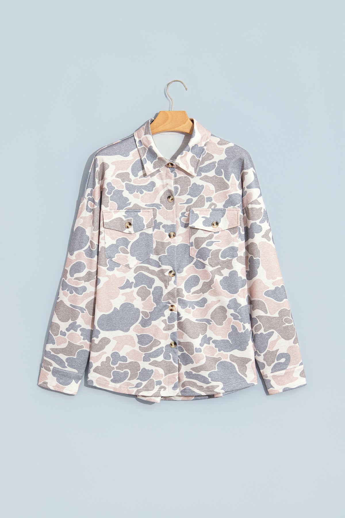 Multicolour Casual Camouflage Button Down Tunic Shacket PREORDER ETA 3 WEEKS