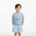 Blue Train T-Shirt and Seersucker Shorts Set