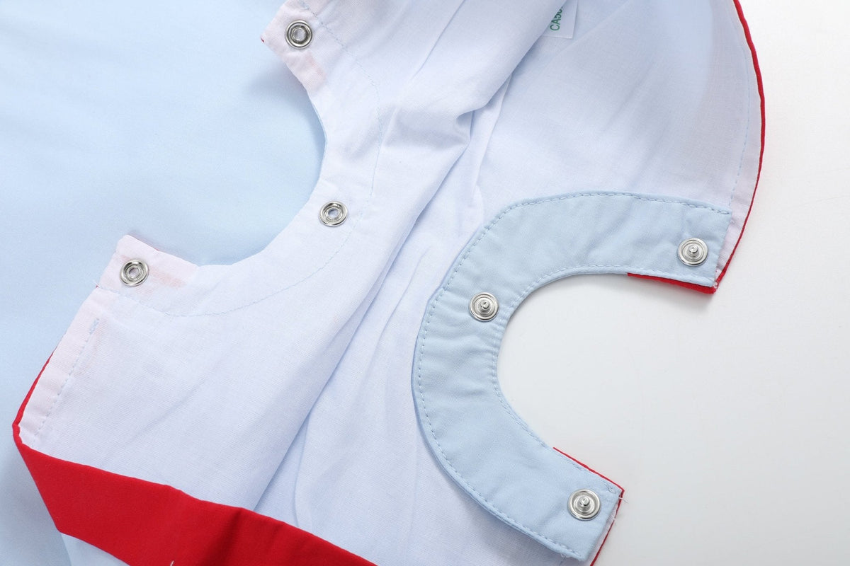 Blue USA Flag Smocked Shortalls