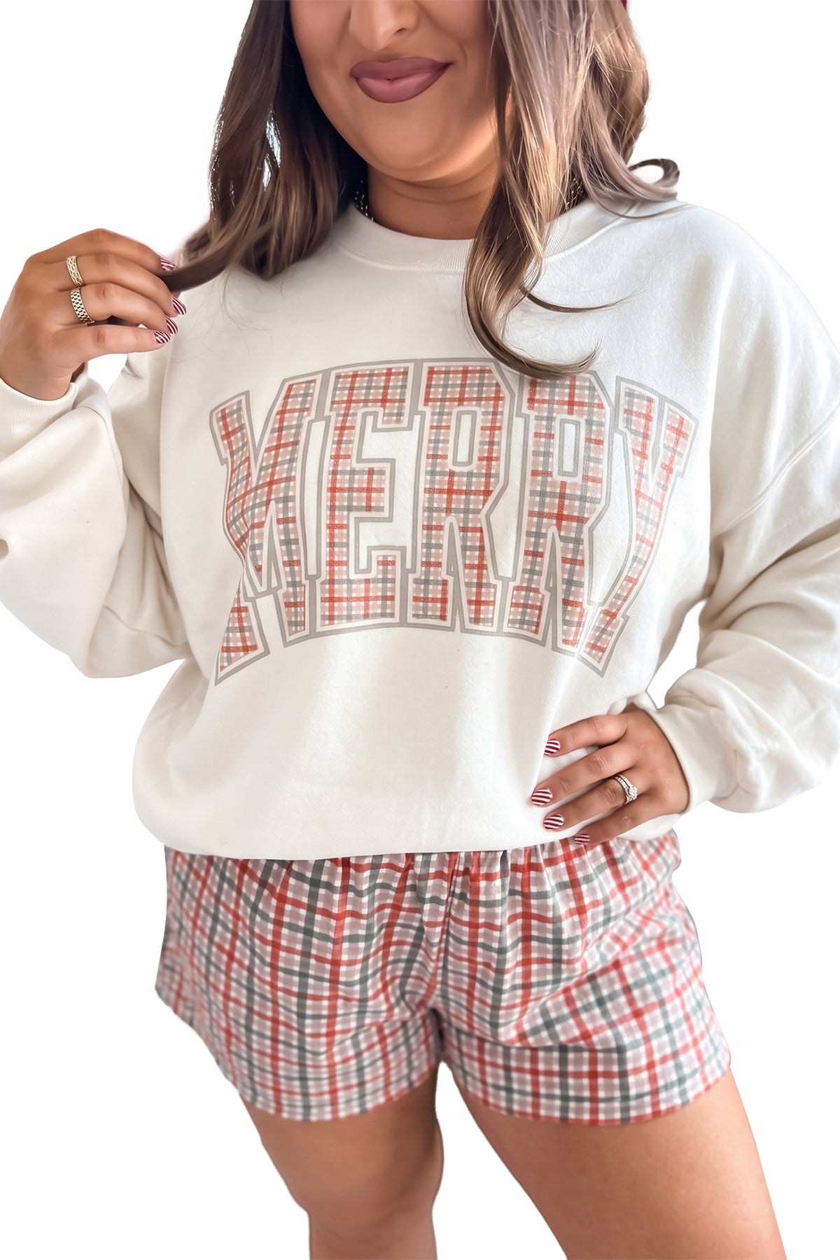 Red Plaid Print Casual Plus Size Shorts PREORDER ETA 3 WEEKS
