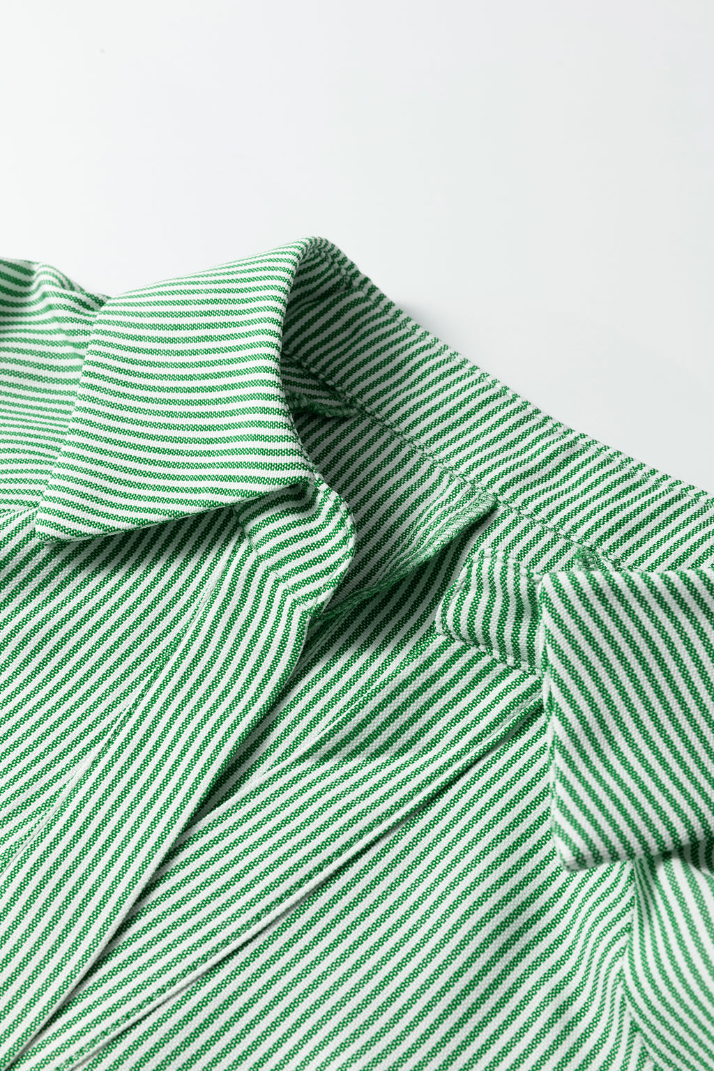 Mint Green Striped Print Collared Split Neck Half Sleeve Blouse PREORDER ETA 3 WEEKS
