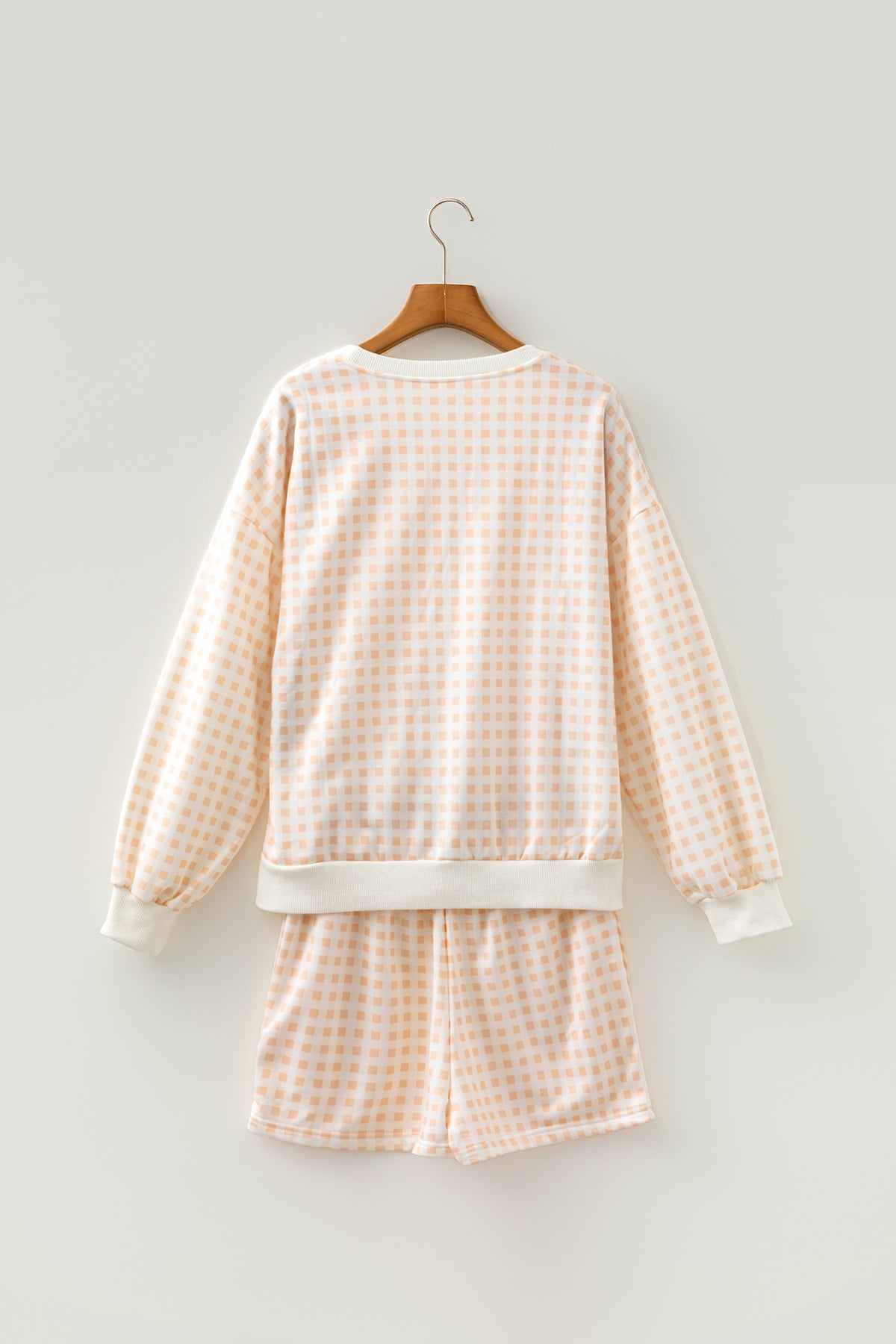 Pink Plaid Baggy Pullover Drawstring Casual Shorts 2pcs Outfit PREORDER ETA 3 WEEKS