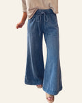 Ashleigh Blue Mineral Wash Seam Detail Flare Leg Drawstring Pants