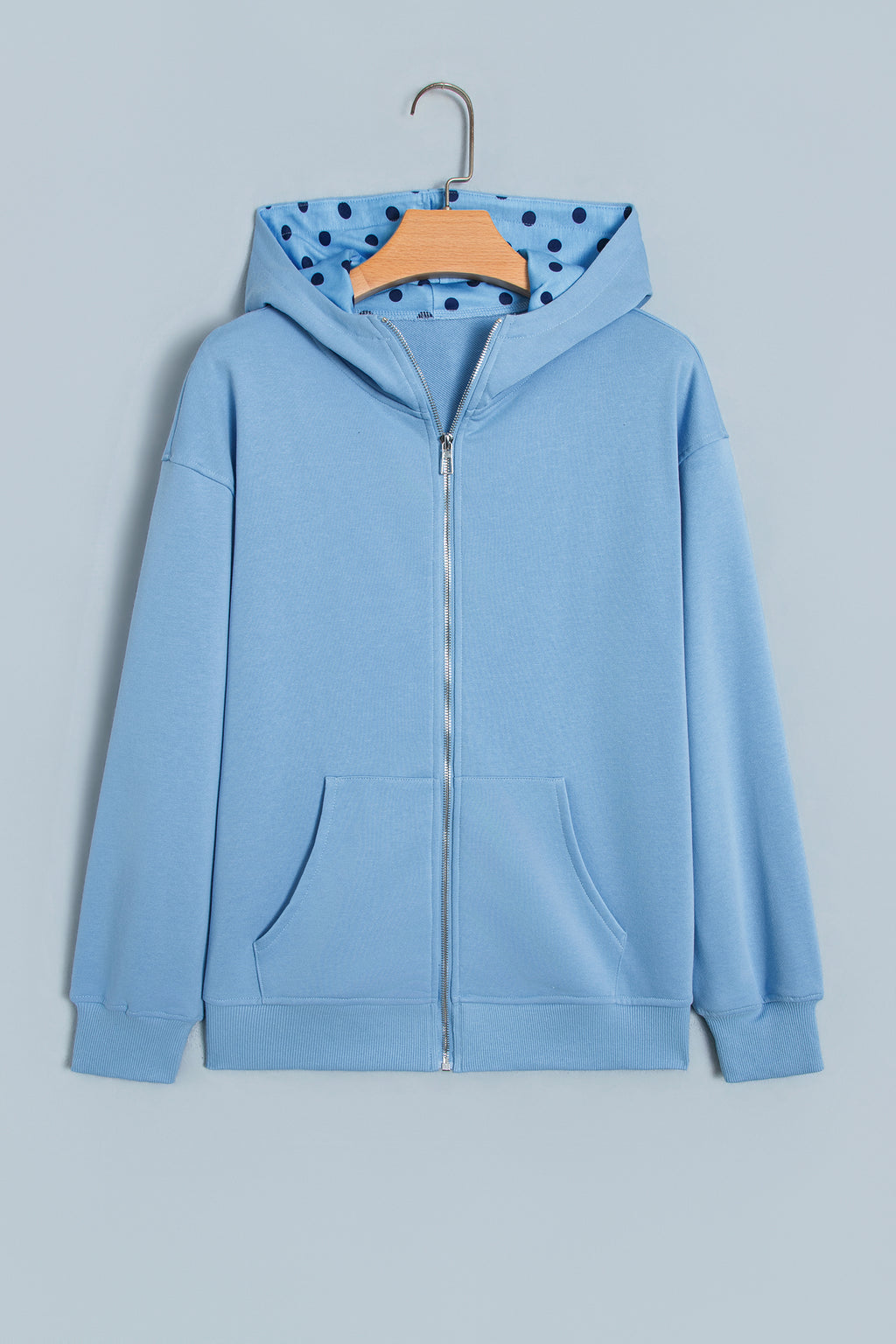 Beau Blue Polka Dot Hooded Zip-Up Sweatshirt PREORDER ETA 3 WEEKS
