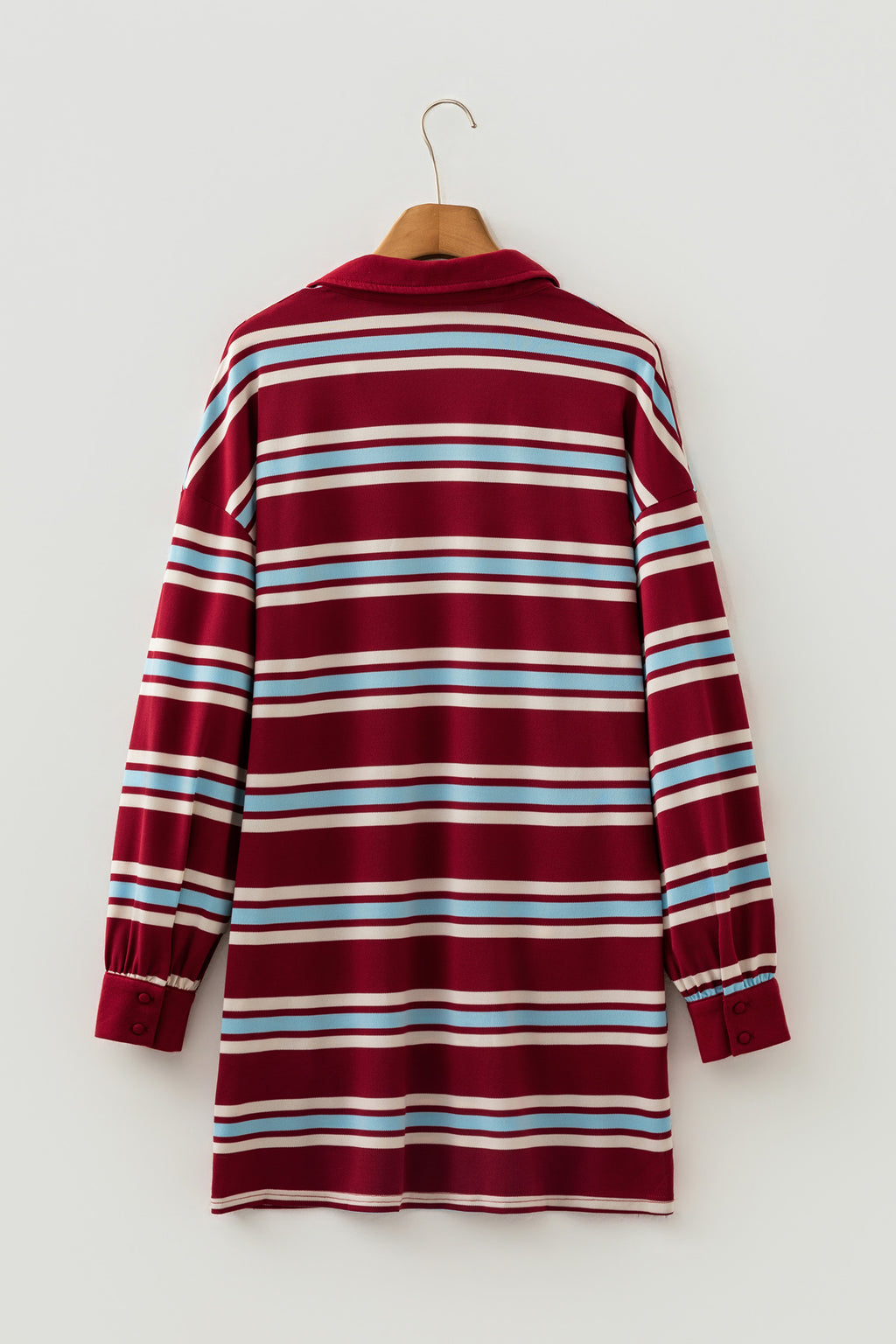Red Stripe Retro Polo Collar Long Sleeve T Shirt Shift Mini Dress PREORDER ETA 3 WEEKS