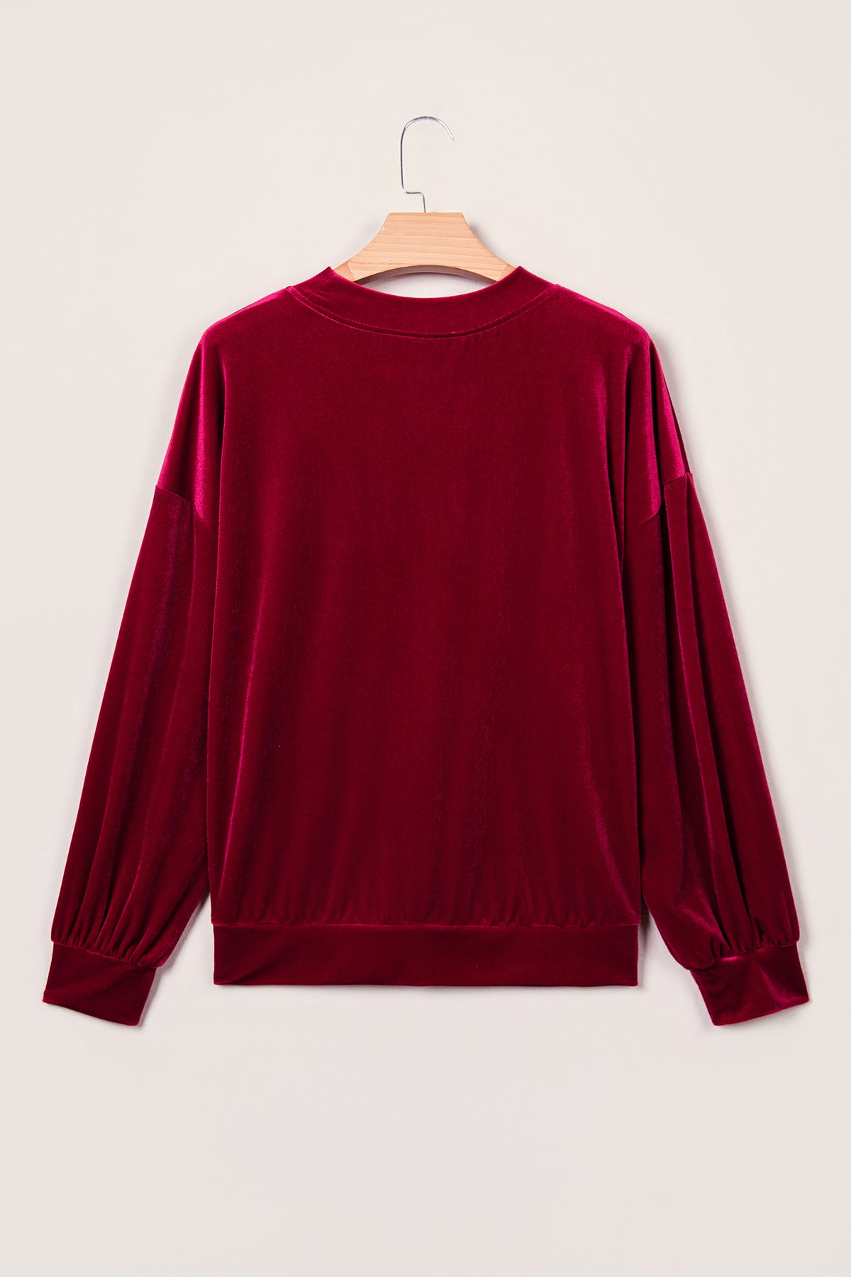 Burgundy Christmas Velvet Graphic Print Long Sleeve Sweatshirt PREORDER ETA 3 WEEKS