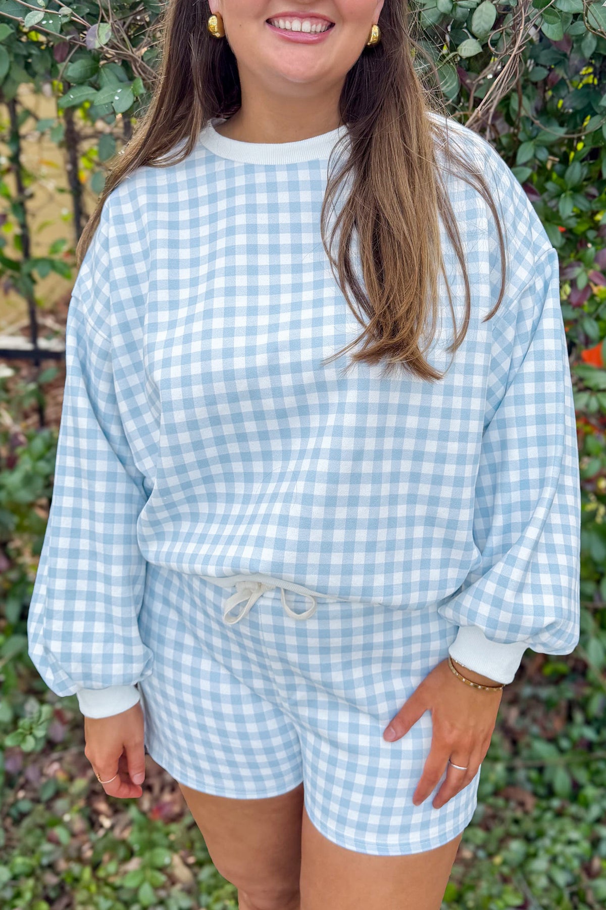 Yellow Gingham Loose Pullover Top Drawstring Shorts Plus Size Set PREORDER ETA 3 WEEKS