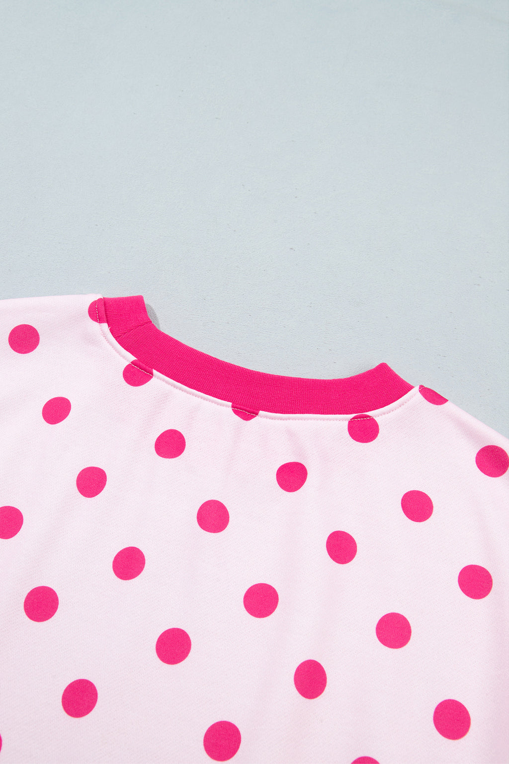 Pink Polka Dot Colorblock Round Neck Pullover Sweatshirt PREORDER ETA 3 WEEKS