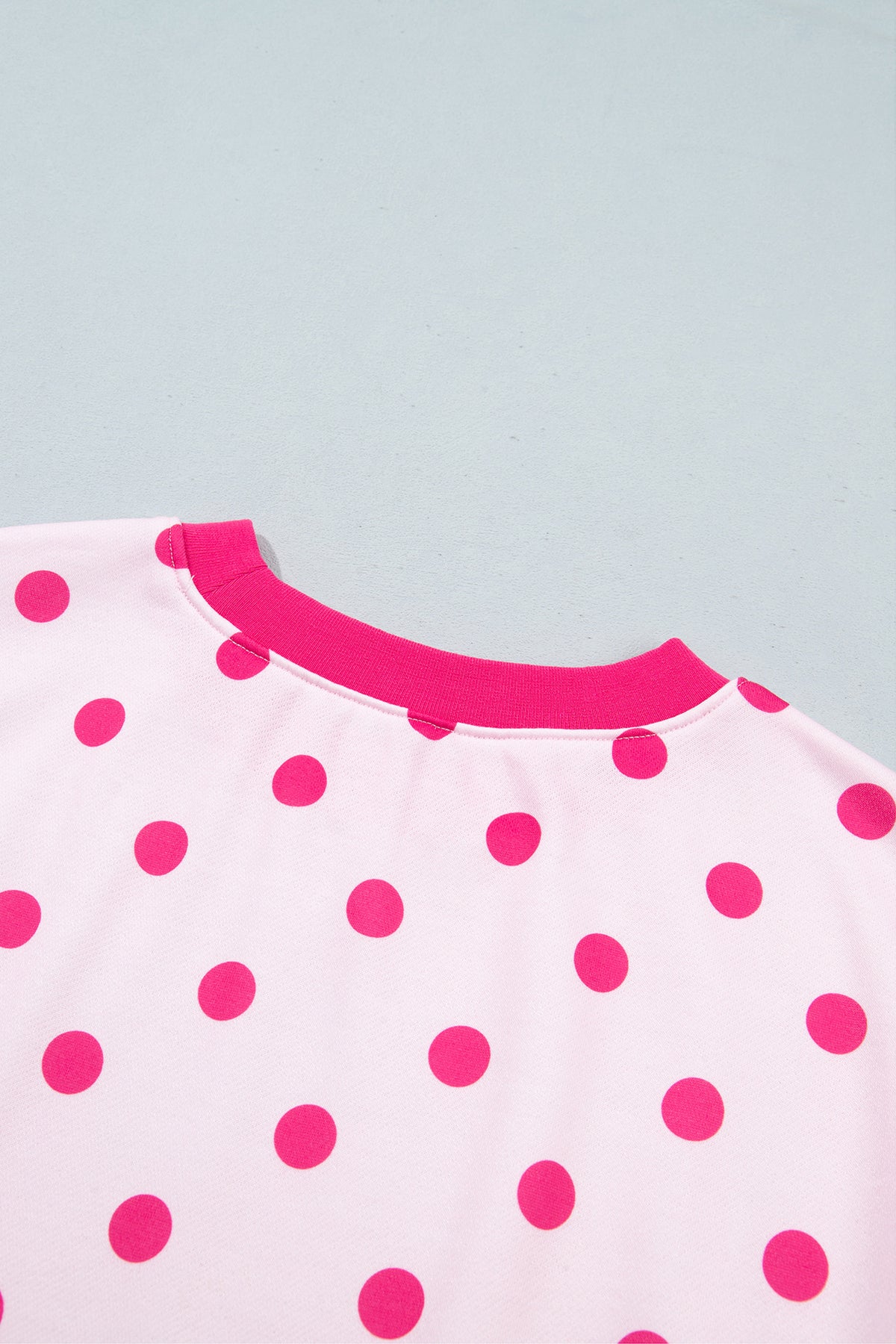 Pink Polka Dot Colorblock Round Neck Pullover Sweatshirt PREORDER ETA 3 WEEKS
