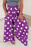 Purple Polka Dot Wide Leg Elastic Waist Casual Pants PREORDER ETA 3 WEEKS