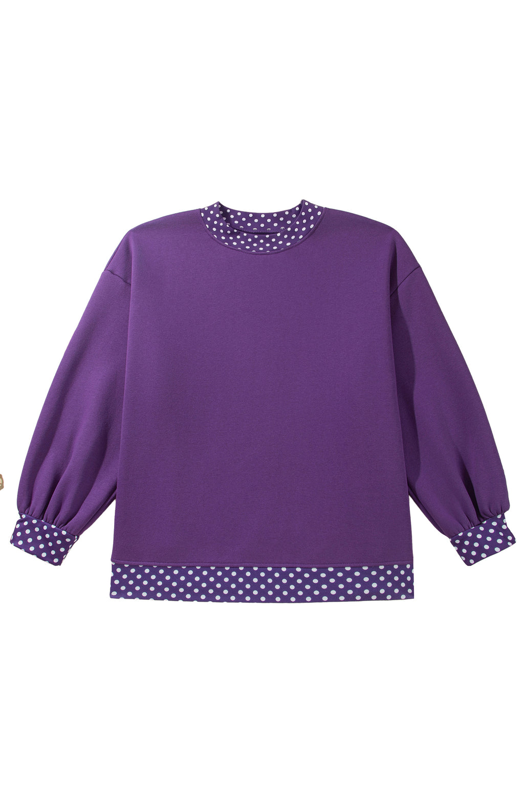 Brown Polka Dot Patchwork Round Neck Plus Size Sweatshirt PREORDER ETA 3 WEEKS