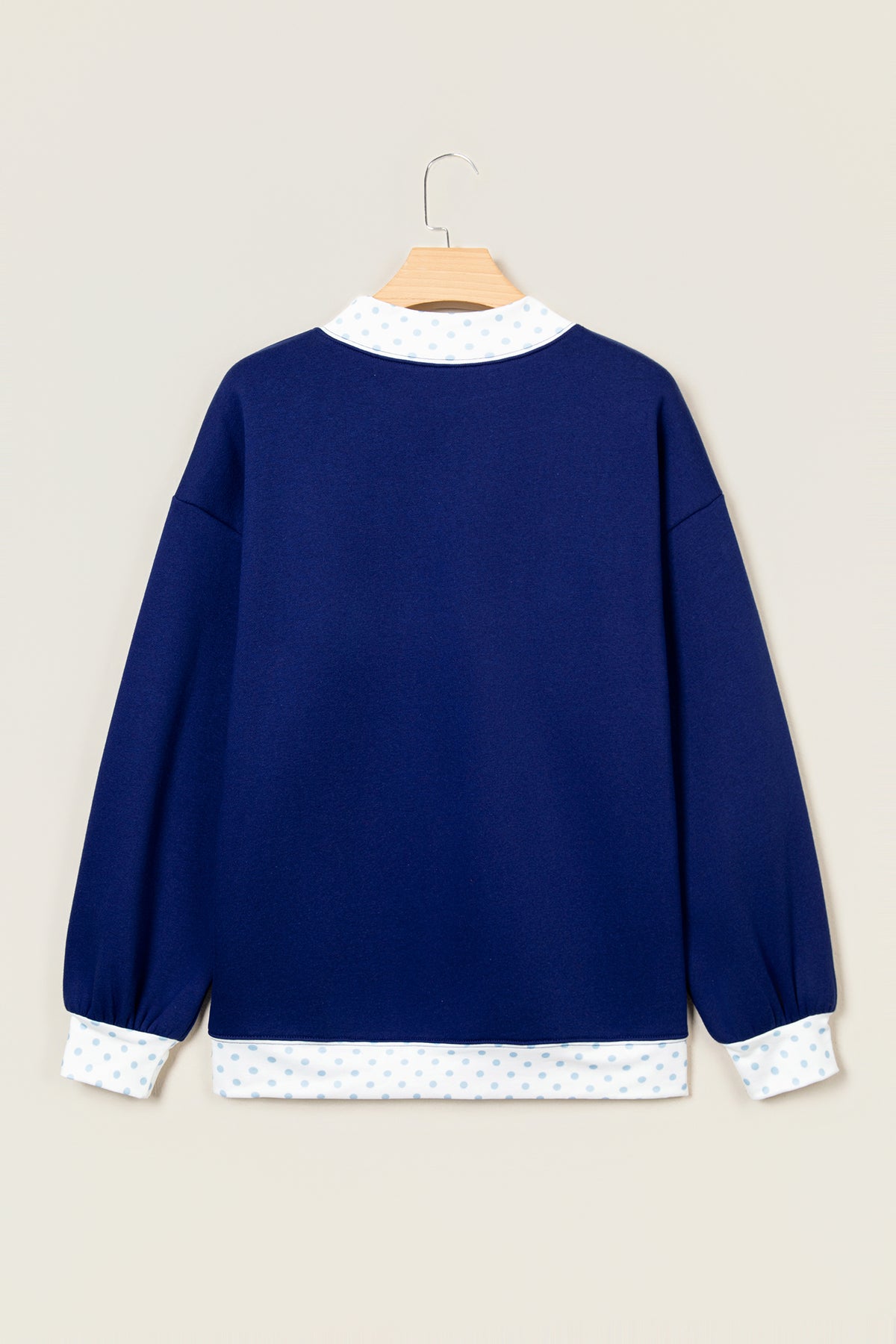 Dirty blue Polka Dot Trim High Neck GRACE Letter Graphic Baggy Sweatshirt PREORDER ETA 3 WEEKS