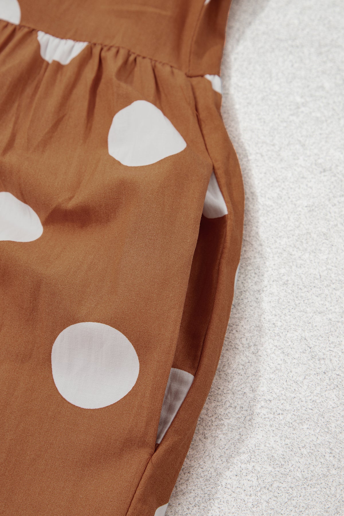 Brown Polka Dot Button Front Long Sleeve Shift Dress PREORDER 3 WEEK TAT
