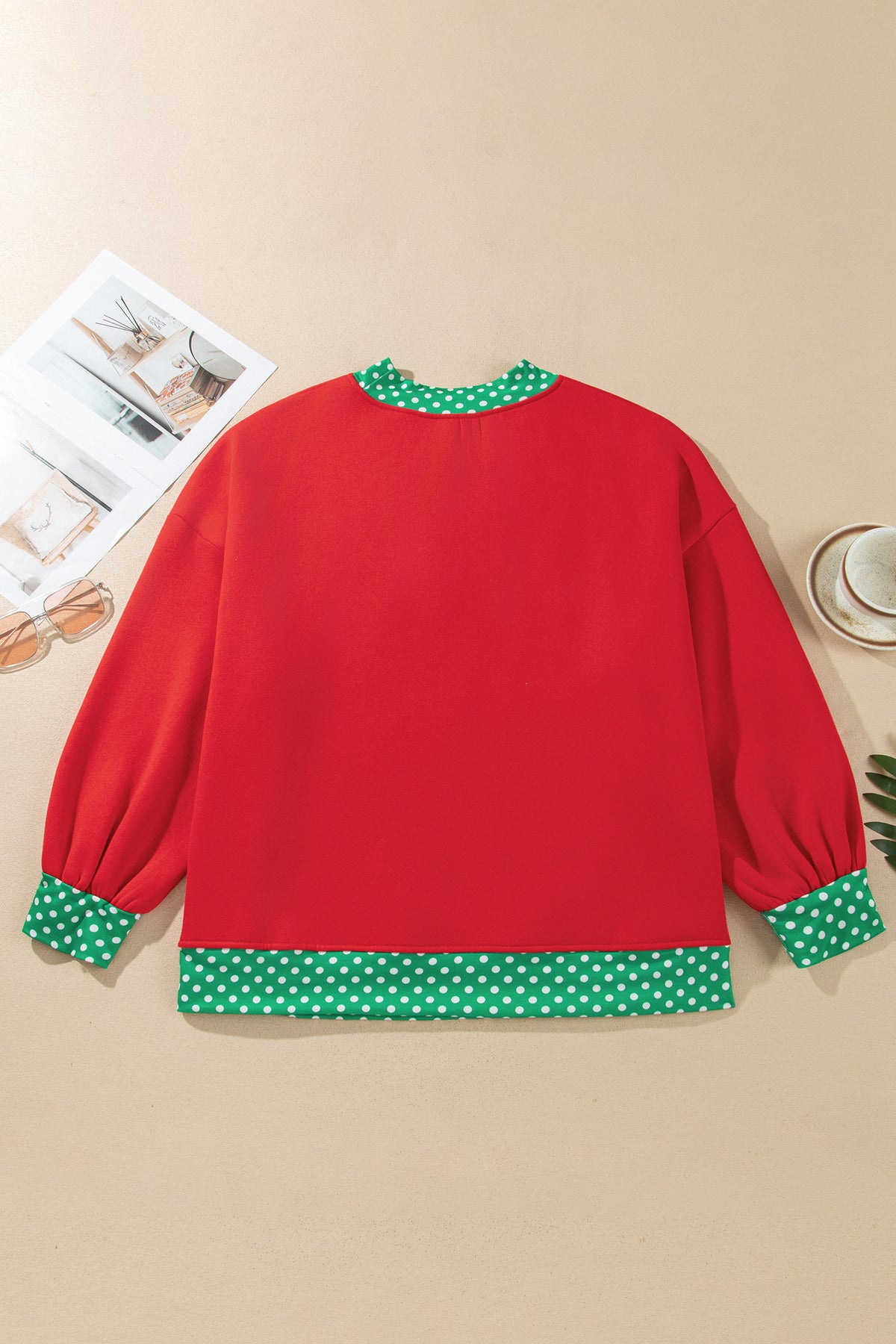 Dirty blue Casual Polka Dot Patchwork Letter Graphic Plus Size Sweatshirt PREORDER ETA 3 WEEKS