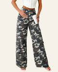 Green Camo Cargo Wide Leg Pants