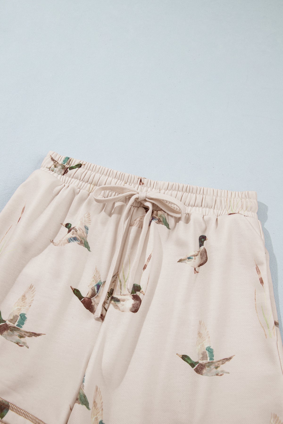Khaki Mallard Print Color Block Patchwork Zip Pullover and Shorts Set PREORDER ETA 3 WEEKS
