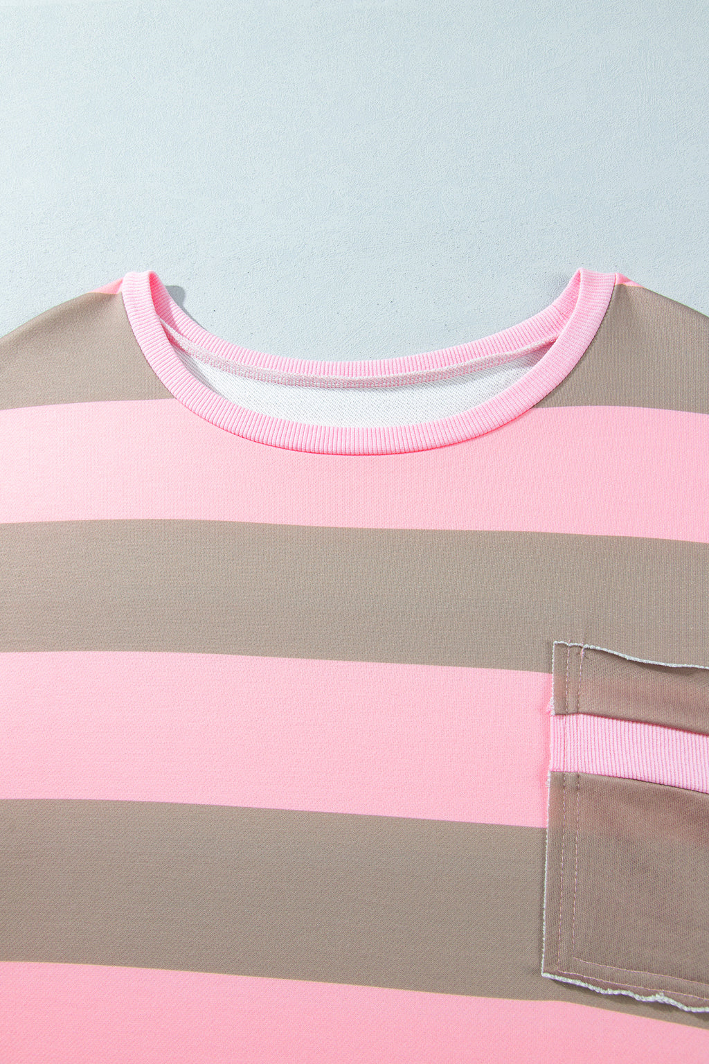 Pink Stripe Raw Seam Patchwork Drop Shoulder Plus Size Sweatshirt PREORDER ETA 3 WEEKS