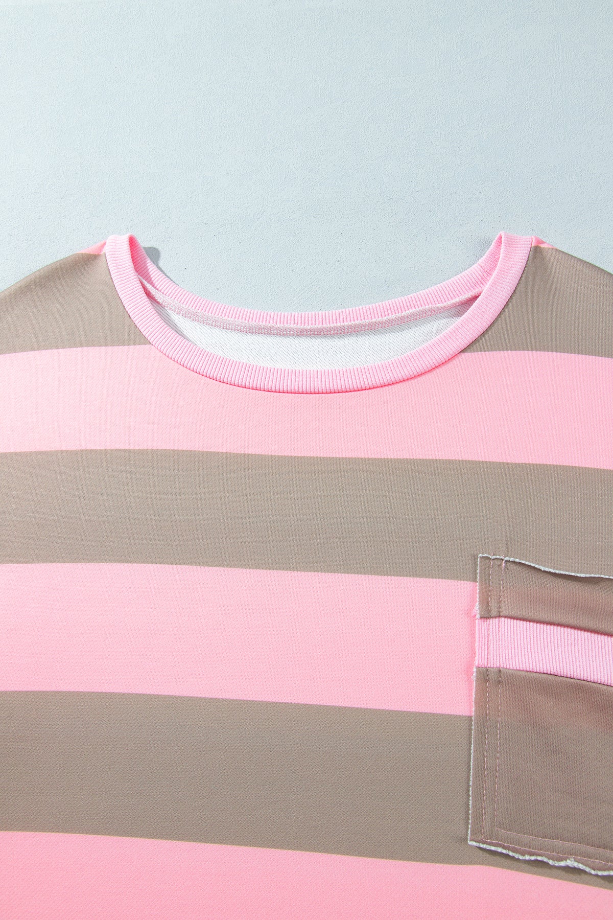 Pink Stripe Raw Seam Patchwork Drop Shoulder Plus Size Sweatshirt PREORDER ETA 3 WEEKS