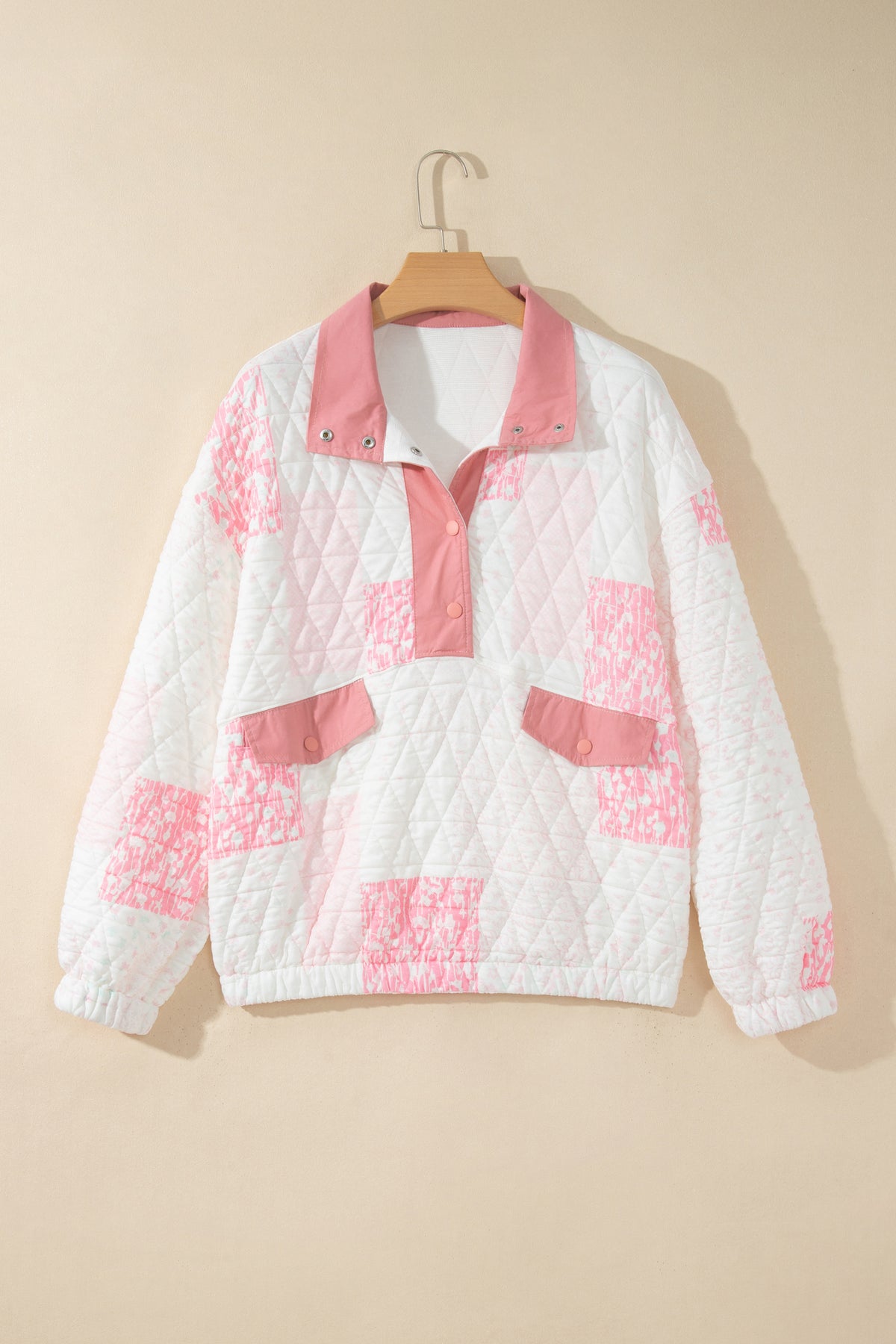 Multicolour Floral Quilted Half Button Pocketed Pullover Sweatshirt PREORDER ETA 3 WEEKS