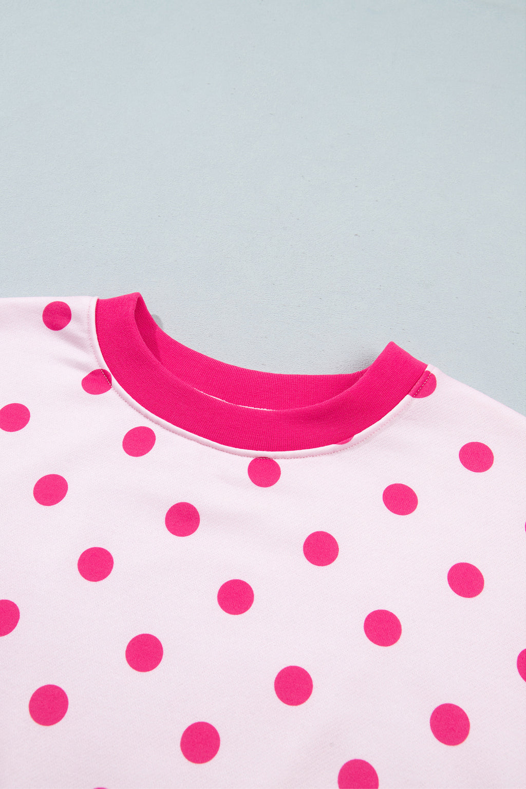 Pink Polka Dot Colorblock Round Neck Pullover Sweatshirt PREORDER ETA 3 WEEKS